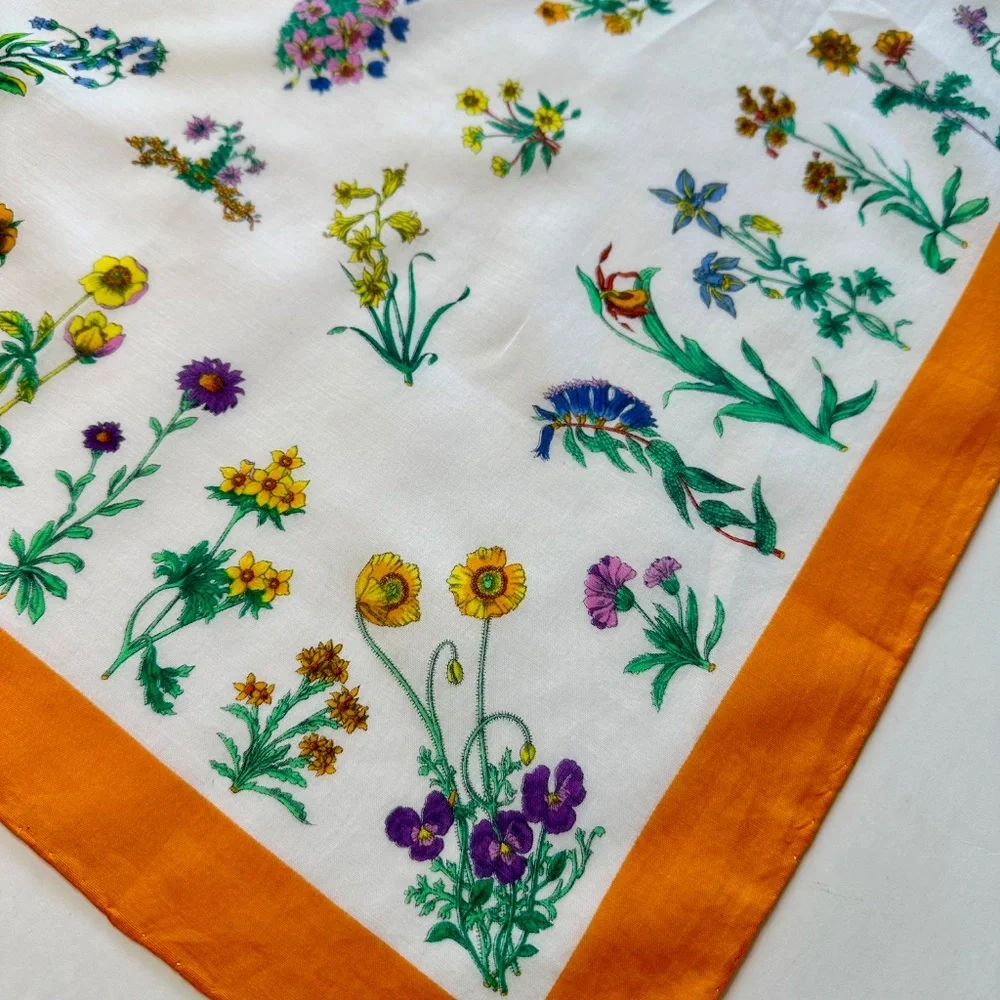 Vintage GUCCI Rare “Flora” Pattern 100% Cotton Square Scarf
